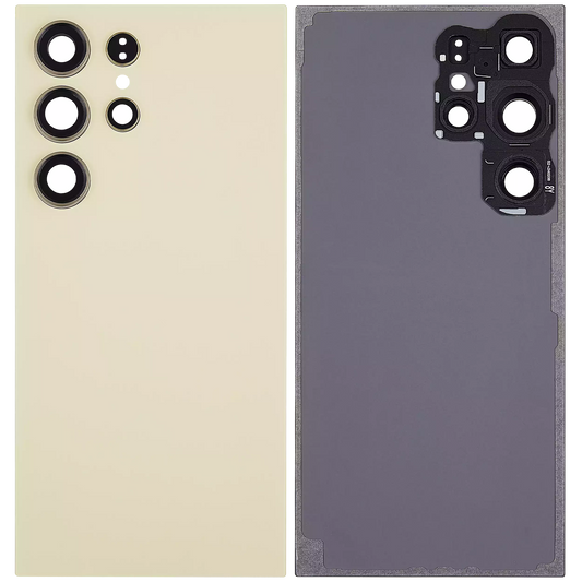 Back Glass Panel for Samsung Galaxy S24 Ultra 5G Titanium Yellow with Camera Lens